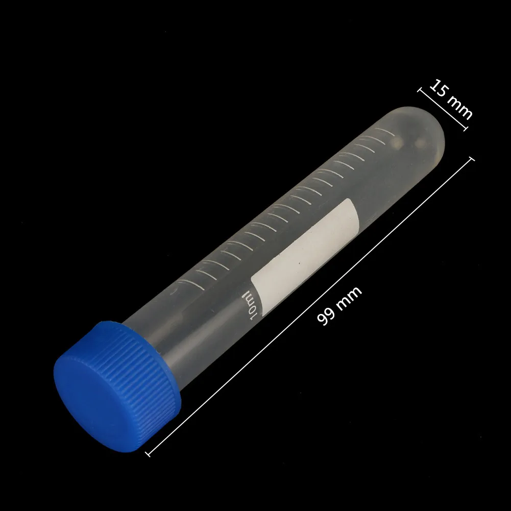 Plastic 10ml Screw Cap Round Bottom Centrifuge Test Tube Laboratory Sample Analysis Vial Reagent Bottle 10 Pcs