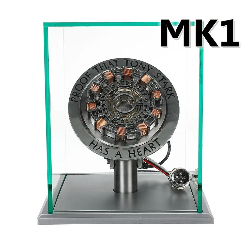 Модернизированная версия 1:1 дуговой реактор, модельный комплект, вибрирующий индукционный светодиодный нагрудный фонарик с питанием от USB, реквизит для фильмов MK1/MK2 с витриной - Цвет: MK I