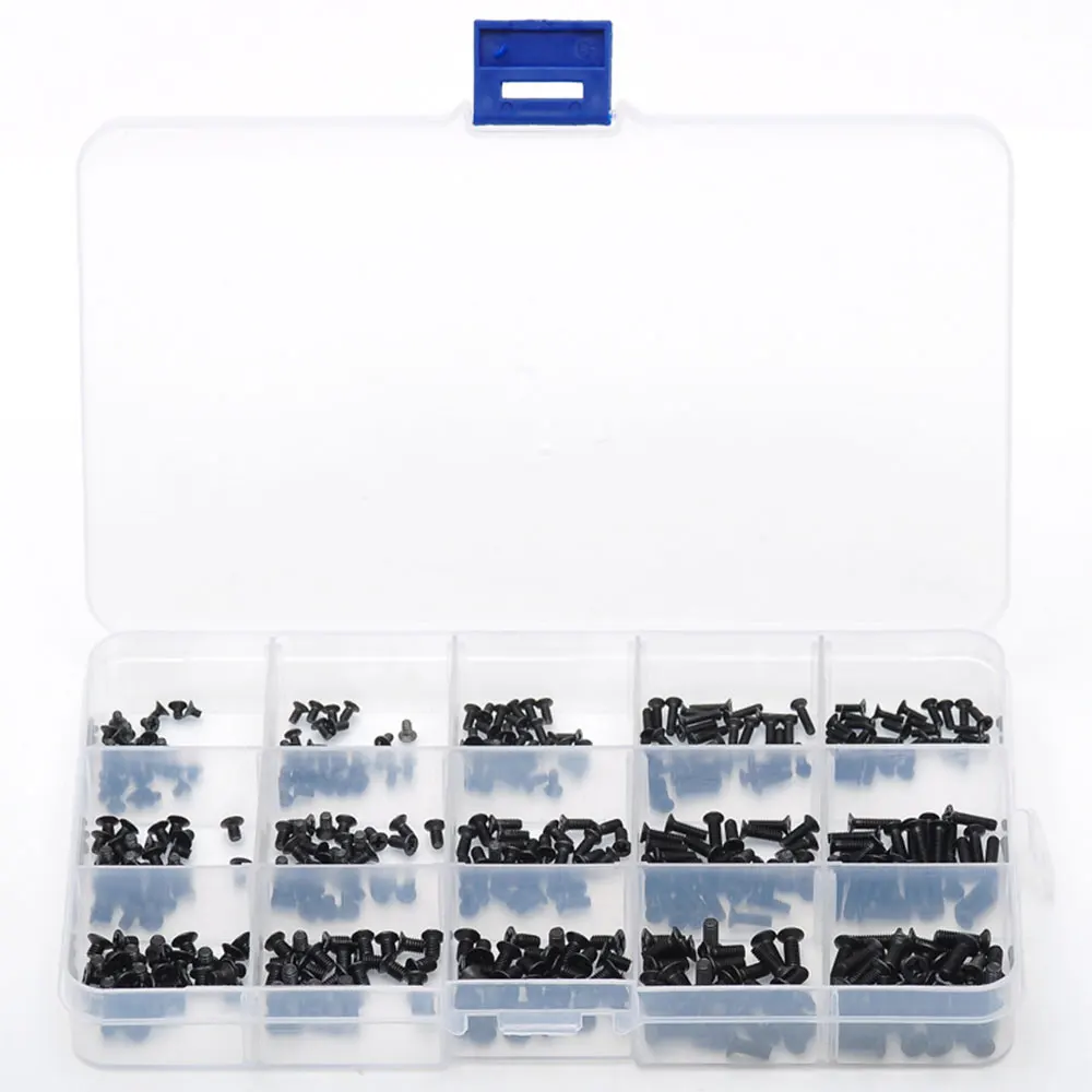 

450pcs Computer Laptop Mini Screw Repair Kit Black-plated Flat Head Filament Machine Screws 450-KM-GB819