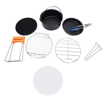 

1 Set 8 Inch 7 in 1 Air Fryer Accessories Set Kit & 8 Inch Air Fryer Paper/Air Fryer Perforated Silicone Oil Paper