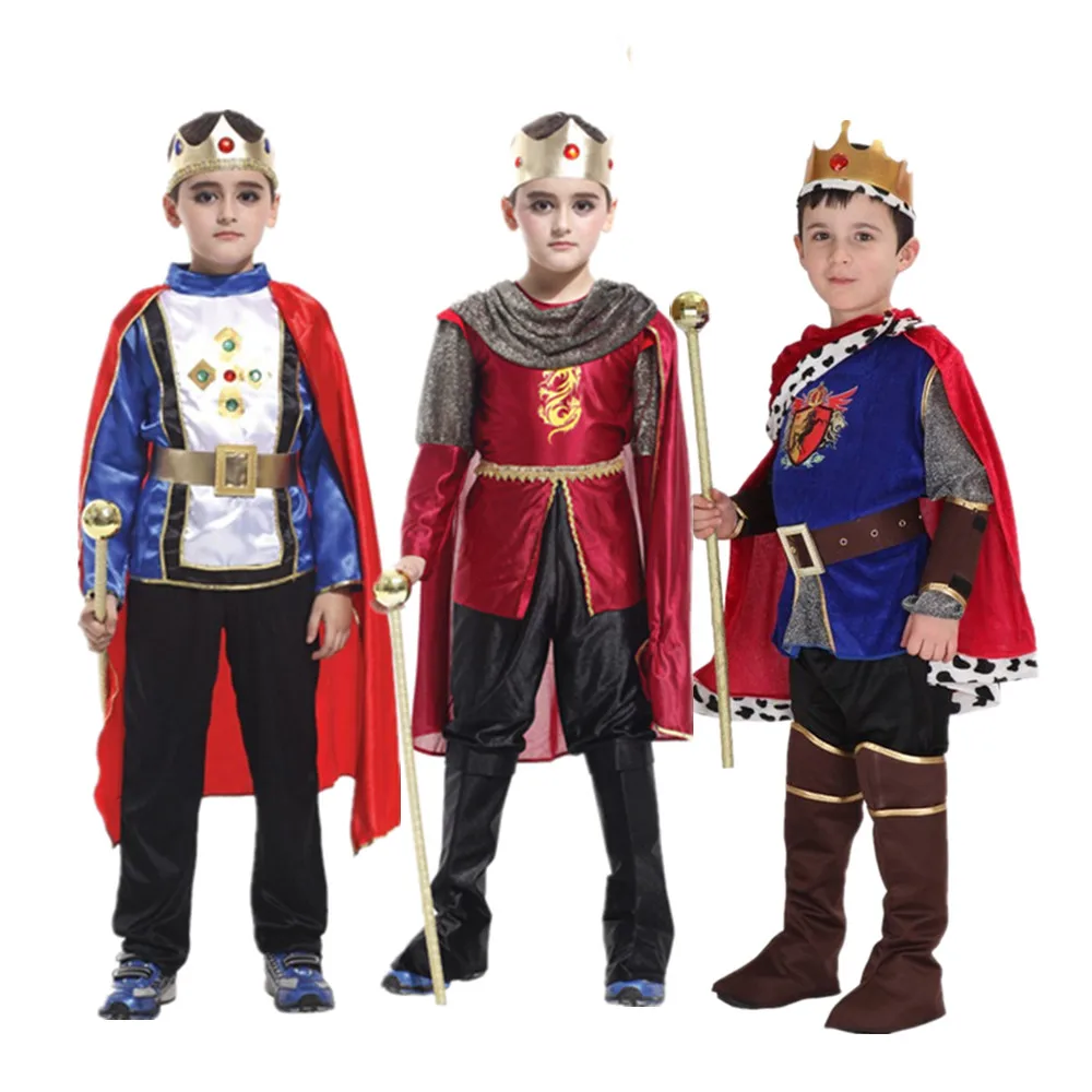Карнавальный костюм для мальчиков для косплея на Хеллоуин, костюм принца и короля, вечерние платья для всей семьи, фантазия, европейская королевская одежда(без скипетра