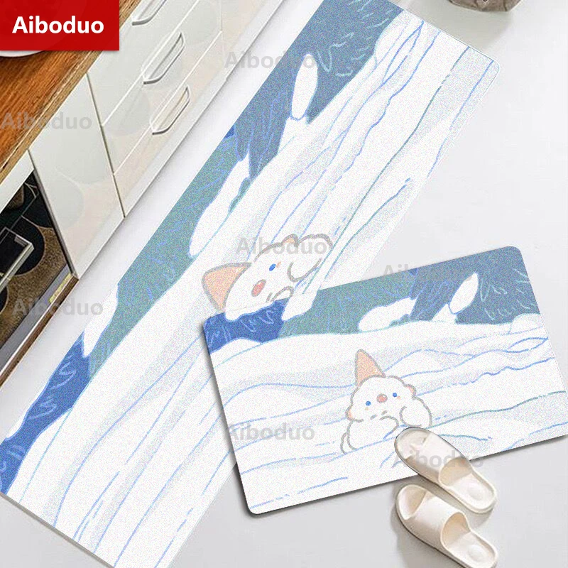 

Cute Snowman Kitchen Doormat Bedroom Bath Hallway Long Rug Living RoomMat white Carpet Bathroom Floor Girly Warm Home Decoration