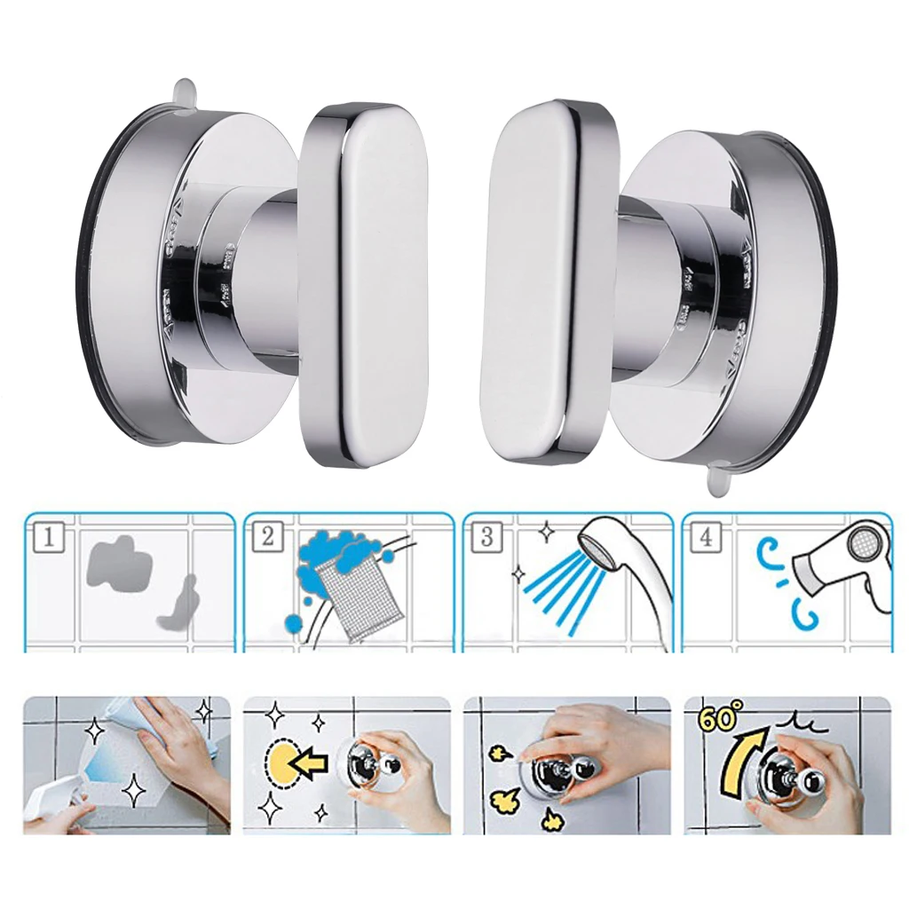 Durable Bathroom Shower Glass Door Suction Cup Safety Knobs Handle Wall Mounted Handrail Grip Tub Shower Handle 