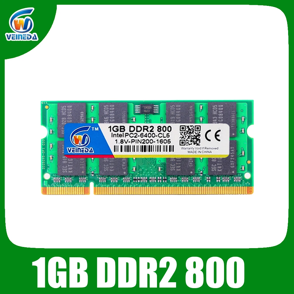 Ноутбук VEINEDA Sodimm DDR2 1 ГБ 800 ddr2 533 для Intel amd mobo с поддержкой оперативной памяти ddr2 667 PC2-6400