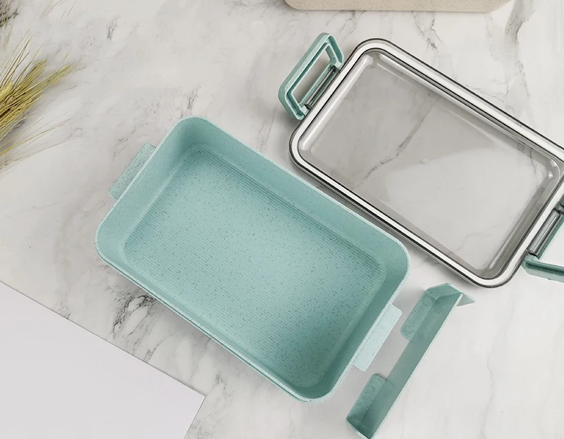 Японский стиль пшеничной соломы герметичный Bento Box Bpa бесплатно пластиковые Ланч-боксы Портативный Открытый пищевой контейнер