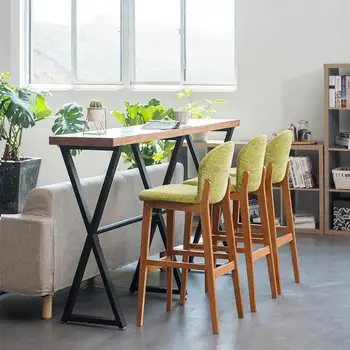 

Solid wood bar chair simple bar high stool backrest bar stool front desk cashier high stool home