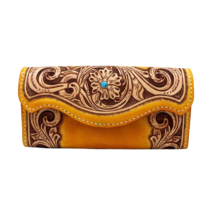 Мужской Длинный кошелек с отделением для карт унисекс из натуральной воловьей