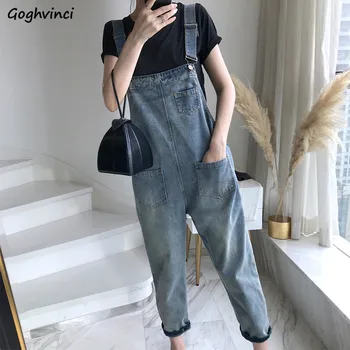 

Jumpsuits Women Korean Style Large Size 5XL Solid Denim Streetwear All-match Simple Womens Chic Trendy Casual Girls Trousers
