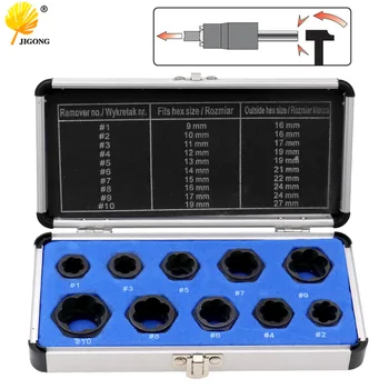 

10pcs / Set Damaged Bolts Nuts Screws Remover Extractor Removal Tools Set Threading Tool Kit Black Nuts With
