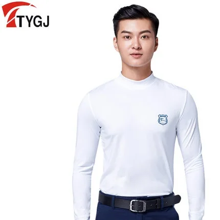 Pgm Men's Golf T-Shirt Long-Sleeved Elastic Warm Golf Bottoming Shirt Autumn Winter Thicken Slim Golf Tops Sportswear - Цвет: Белый