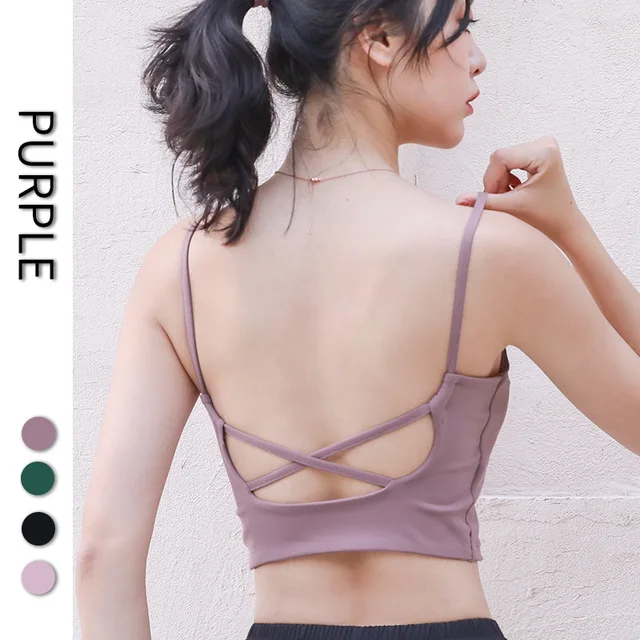 US $8.68 Backless sports bra women's running bra body-building shock-proof push up padded tank