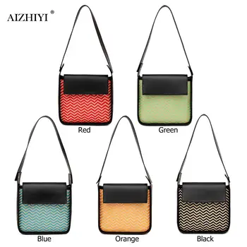 

Creative Women Retro Leather Handbag Classic Texture Delicate Design Woven Splicing Purse Ladies Travel Flap Shoulder Bag