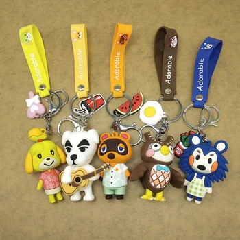

Japan Animal Crossing Silica Gel Keychains Fashion Car Trinket Game Cute Animal Crossing Bag Pendant Keyrings PS4 Boy Girl Gift