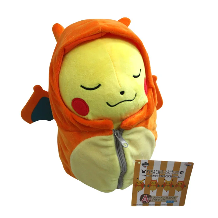 25 см пикачуед с сумкой для сна Charizard Ekans оранжевый фиолетовый коричневый мягкий хорошее качество на день рождения Хэллоуин Рождество подарок для детей