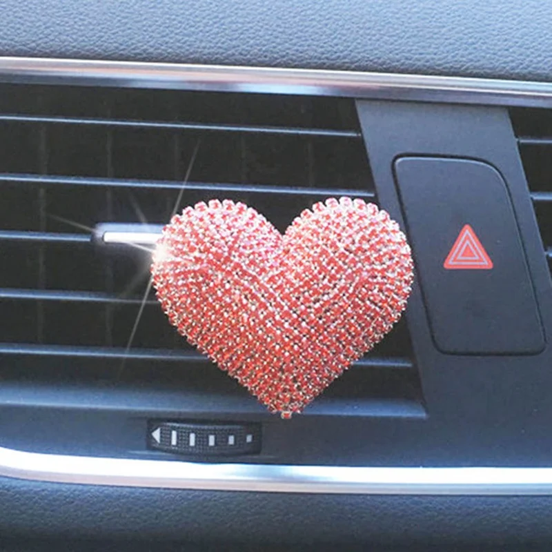 Lovely Heart Car Air Freshener Clip Diffuser Perfume Car Fresh Air Outlet Vent Perfume Clip Auto Ornament Styling - Color Name: RD