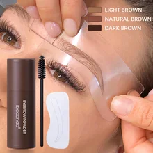 Eyebrow Stamp Shaping Kit Waterproof Brow Powder Stamp with 10 Reusable Stencils Eyebrow Definer