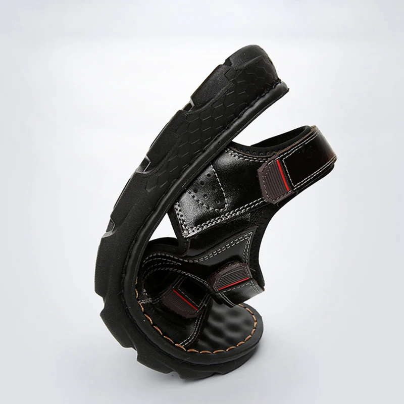New Summer Men Sandals Leather Shoes Men's Quality Breathable Footwear Flat Man Shoes Outdoor Beach Shoes Mules chaussure homme