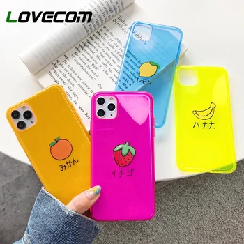 

LOVECOM Cute Fruit Pattern Fluorescent Color Phone Case For iPhone 11 Pro Max XR XS Max 7 8 Plus X Soft TPU Clear Back Cover