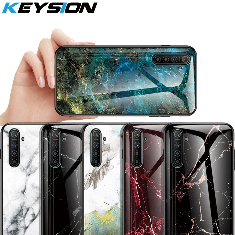 Чехол KEYSION из закаленного стекла для OPPO Realme XT X2 X мраморное стекло Противоударная