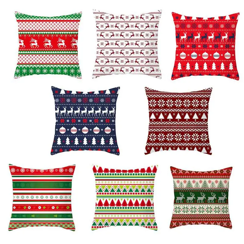 

45x45 Square Christmas Pillow Cover Cushion Case Toss Pillowcase Hidden Zipper Closure Pillows Elk Pattern Pillow Case Decor