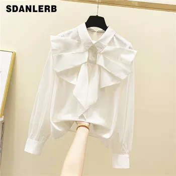 

Doll Collar White Shirt Woman Long-Sleeved Shirts 2020 Spring Office Women Tops Blusa Feminina Womens Tops and Blouses