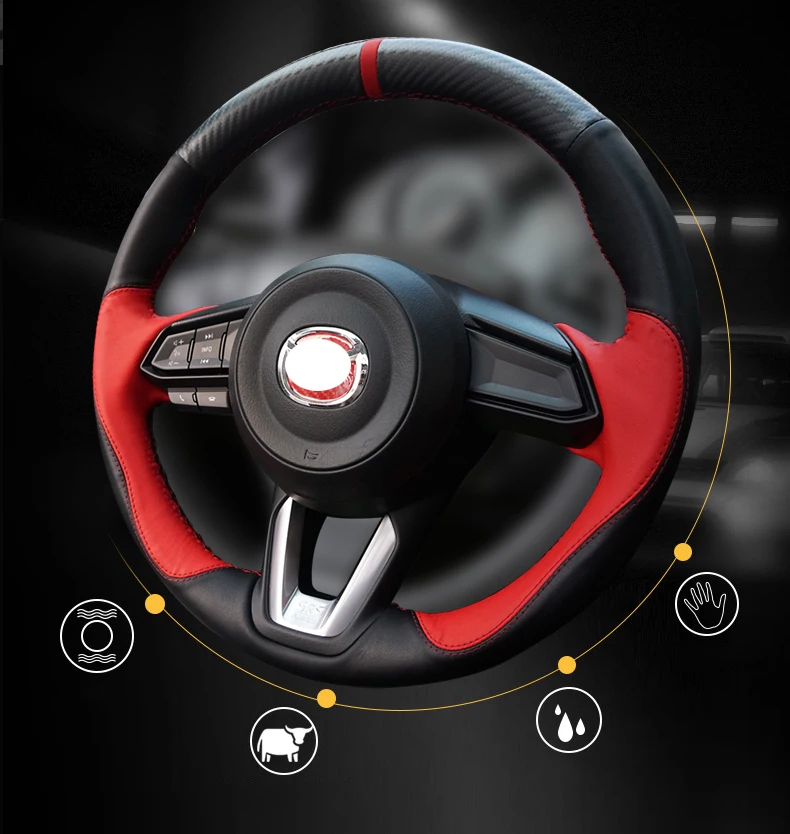 1 шт. для Mazda CX-5 CX5- натуральная яловая кожа спортивный чехол на руль автомобильные аксессуары