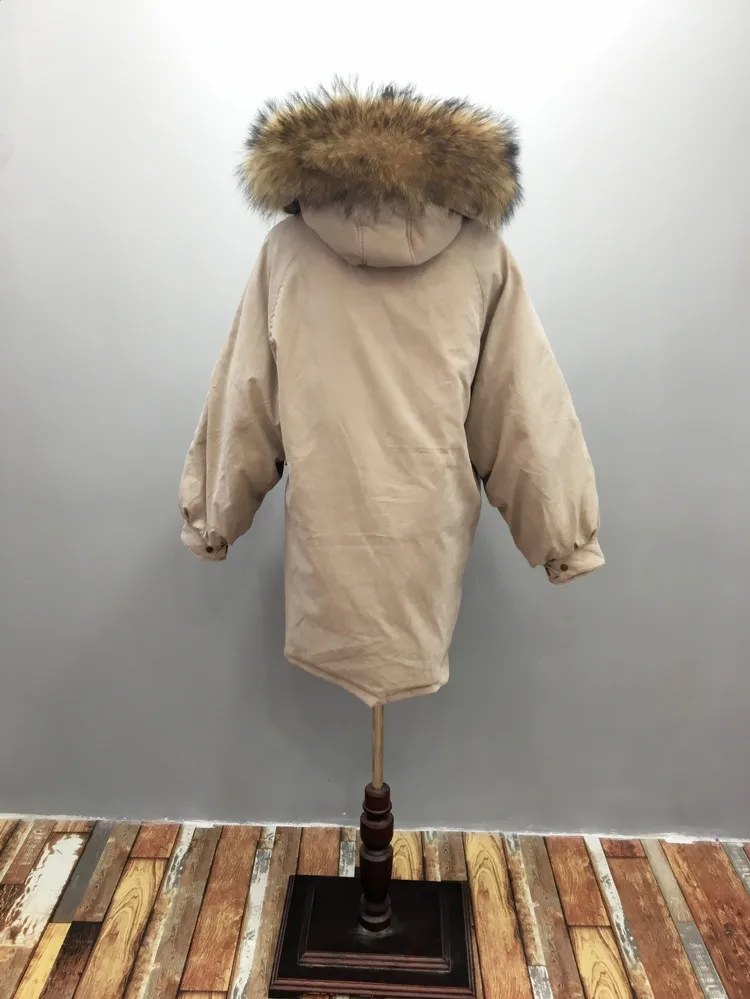 New Style Korean-style Fashion Large Fur Collar off Season down Jacket Women's Mid-length over-the-Knee Large Pocket Slim F