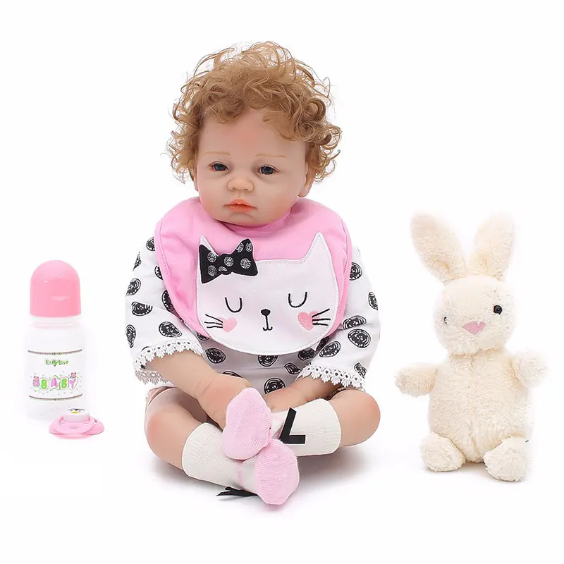 53 см Reborn Baby Dolls FDA Мягкий силикон кукла для новорожденных виниловые игрушки куклы для девочек вьющиеся волосы детские куклы дети мама Playmates
