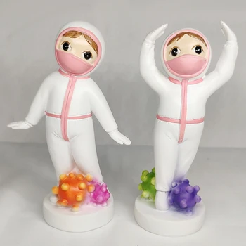 

4PCS Christmas Desktop Decor Anti-Epidemic Kind Brave Great Dancing Medical Nurse Bringing Unlimited Courage Party Decor Gifts