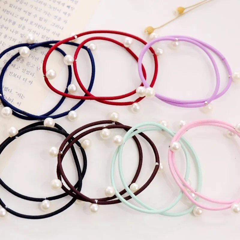 

Sitaicery New Fashion Women Girls Pearl Elastic Hair Bands Ponytail Holder Gum For Scrunchie Hair Headbands Rubber Hair Accessories For Hair