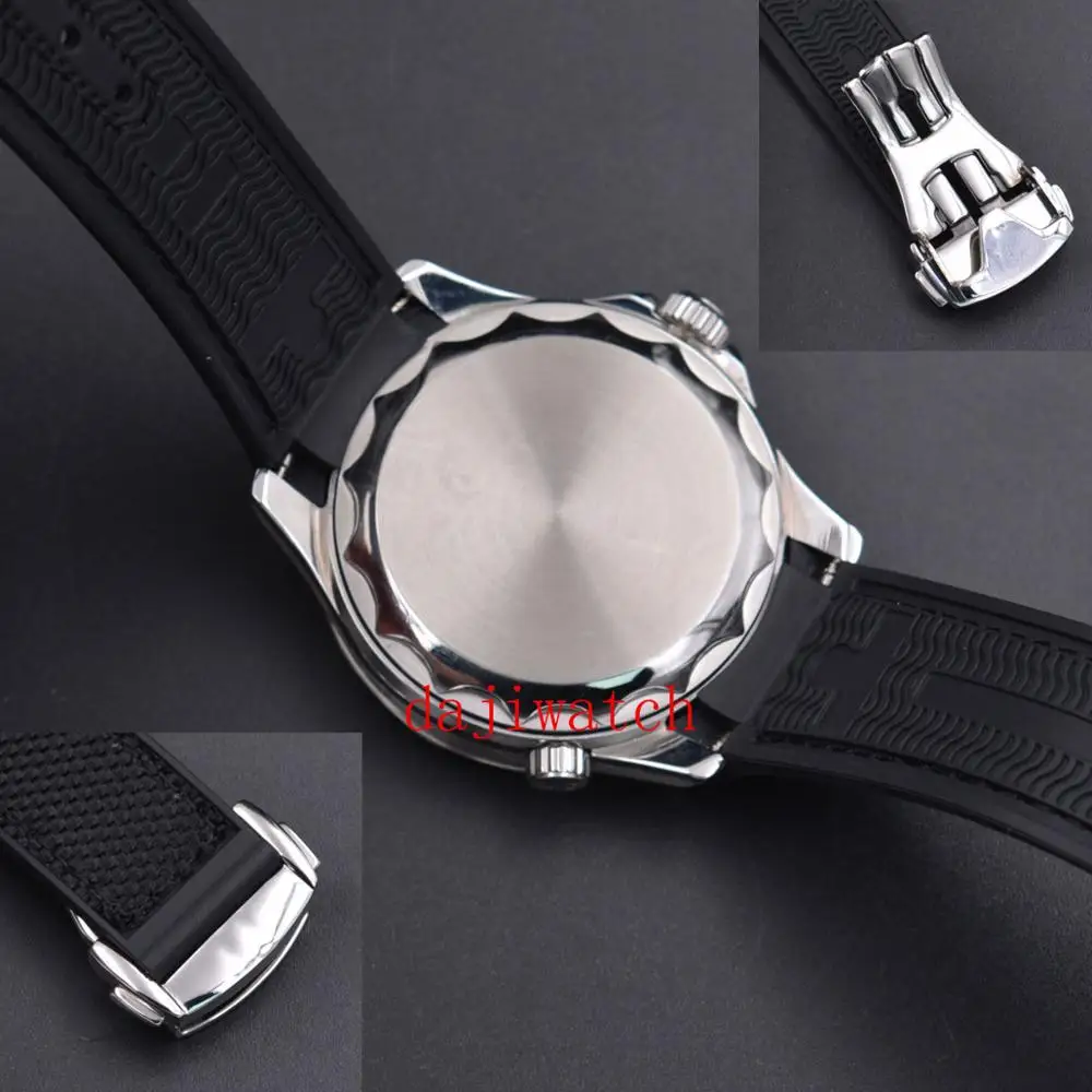 CoRGEUT41mm черный циферблат автоматические механические мужские часы GMT сапфировое стекло черный резиновый ремешок