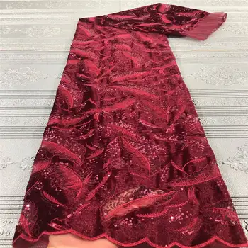 

Nigerian French Tulle Lace Fabric Embroidered Sequin Lace Fabric 2020 African Net Lace Fabric Material For Party Dress J3961