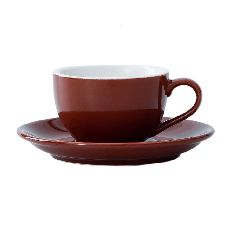 Brown Капучино кофейная чашка утолщение издание кофейная кружка цвет Макарон эспрессо черная итальянская кофейная чашка 150cc керамическая чашка Koffie - Цвет: Brown