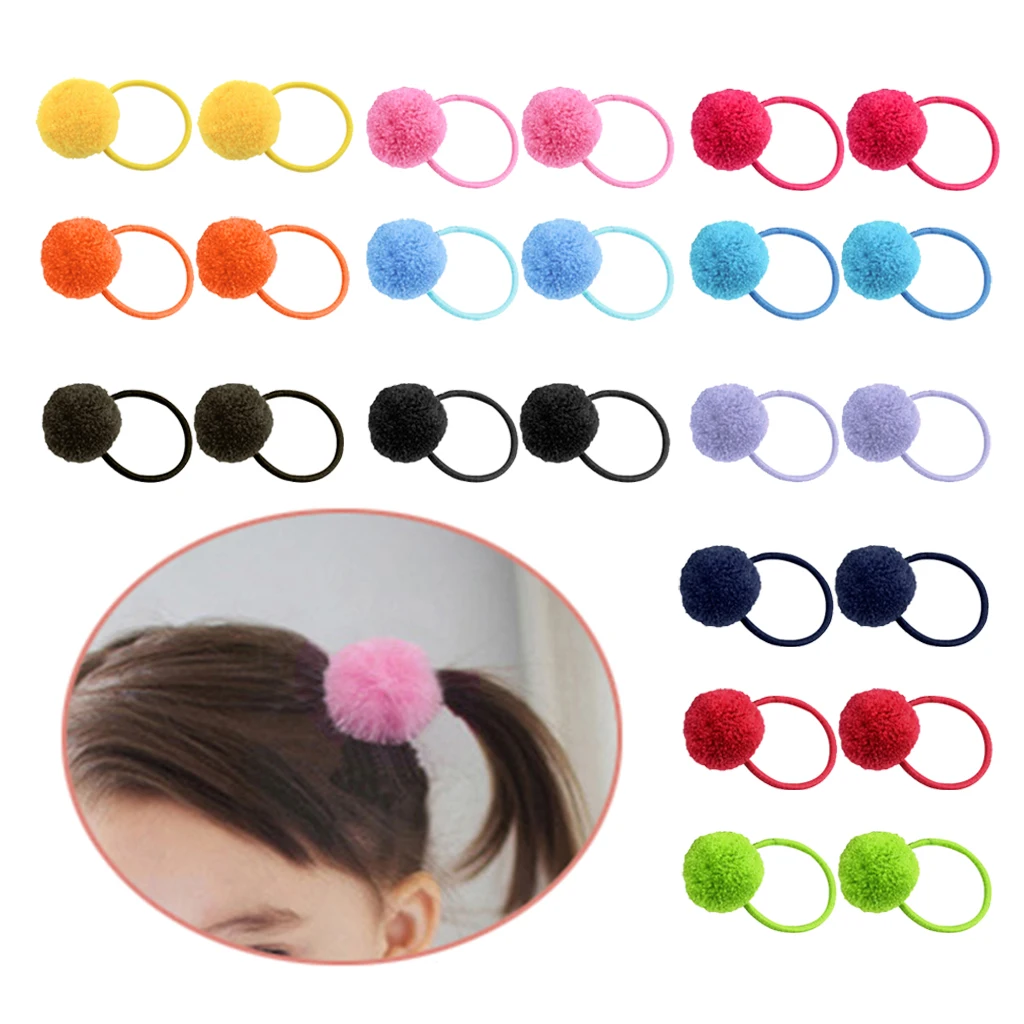 Hair Bands with Fuzzy Hair Ball,  Elastic and Durable,Simple but Stylish, Match Most Outfits, for All Age, All Occasions