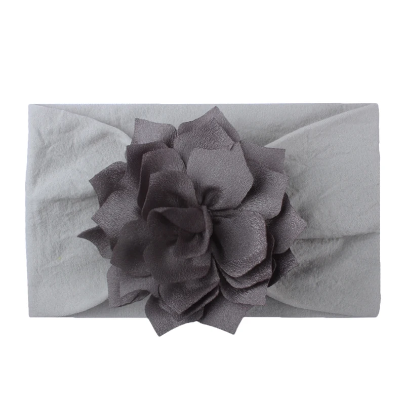 Модный детский Мягкий Нейлоновый головной убор с милыми цветами, одноцветная Детская повязка на голову с изображением лотоса, Милая принцесса для девочек