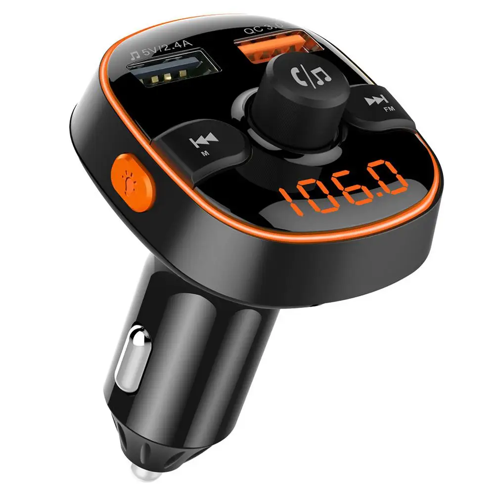 Автомобильный Bluetooth MP3 плеер Авто QC 3,0 Быстрая зарядка FM передатчик красочные атмосферу свет Дисплей электроника для транспортных средств