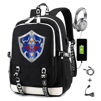

The Legend of Zelda Backpack Printing Hyrule Warriors Ocarina of Time Usb Charging Oxford Women Laptop Travel Backpack for Men
