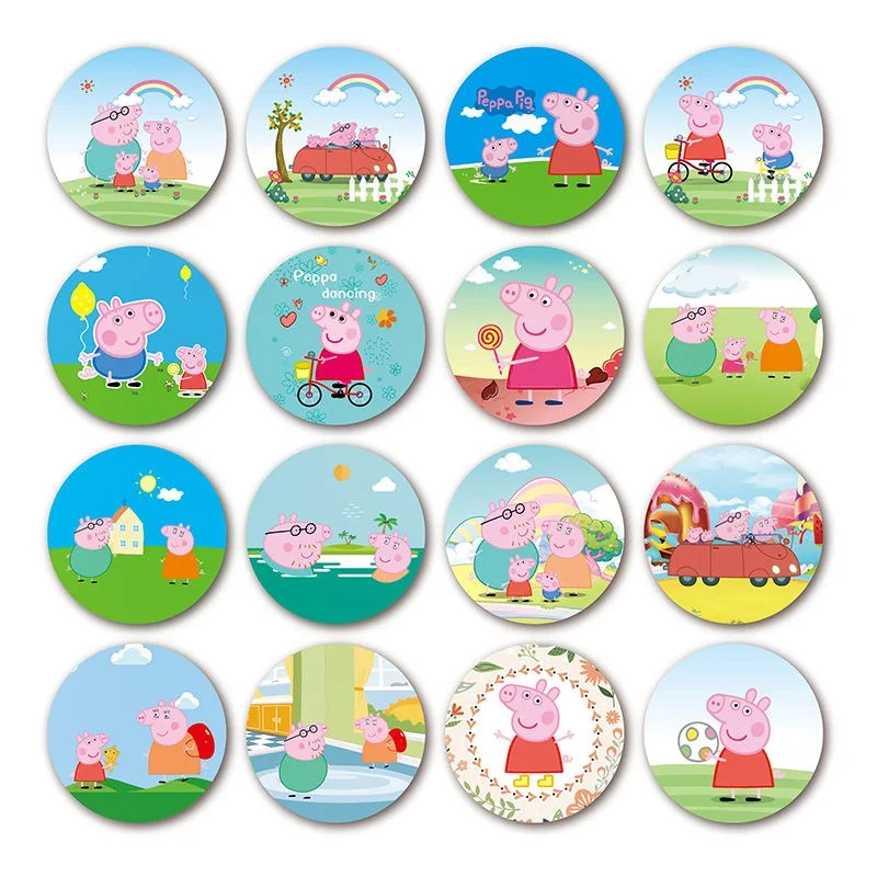 

Random one Peppa Pig Birthday Party Decorations Kids Anime Figure Cartoon Small Badges for Clothes Kindergarten Dress Toys