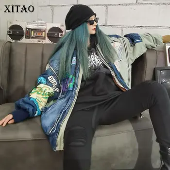 

XITAO Women Jacket 2020 Patchwork Full Sleeve Goddess Fan Goddess Fan Minority Casual Style Pleated Casual Loose Coat ZY1317