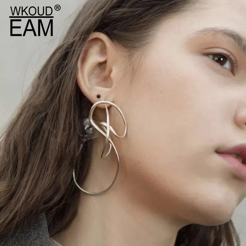 

WKOUD EAM Jewelry / 2019 New Fashion Irregular Geometric Mosaic Imitation Pearl Stud Earrings Women's Accessories S#R95310