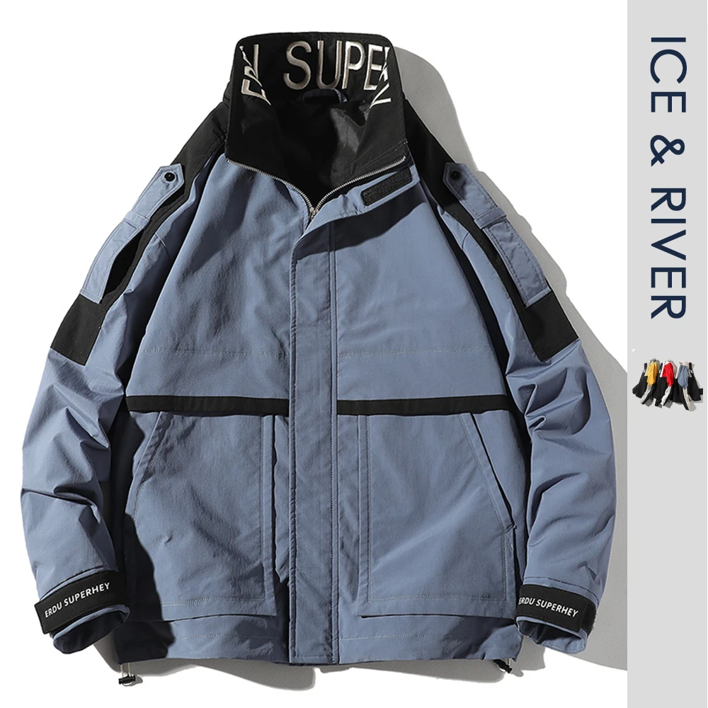 

Men Hip Hop Mutil Pockets Zipper Jackets Coat Men 2019 Autumn Spliced Hoodie Casual Loose Fit Coat Streetwear Jacket Coat Men