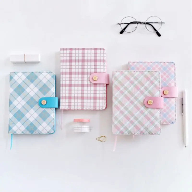 

Creative Stationery Plaid Mini Portable Notebook Leather Cover Student Notebook Kids Gift School Supplies