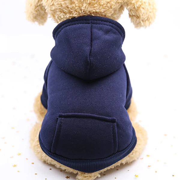 Pet мягкая теплая зимняя одежда для сна, одежда для собак, спортивные толстовки с капюшоном для маленькие собачки Чихуахуа для Мопсов, французских бульдогов Костюмы щенок курта для собак - Цвет: Dark Blue