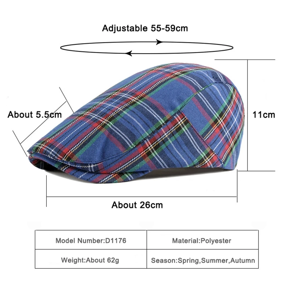 golf beret cap Women Plaid Berets Hat Men French Style Cap Cotton Plaid Visors Red Green Blue Duckbill Herringbone Flat Cap Ladies Winter Hat men's french beret