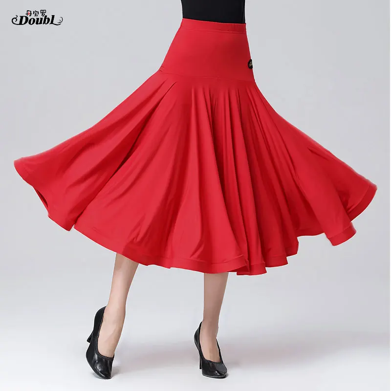 Doubl Elastic National Standard Ballroom Skirts New Modern Long Waltz Skirt Show Expansion Black very full Ice silk fabrics
