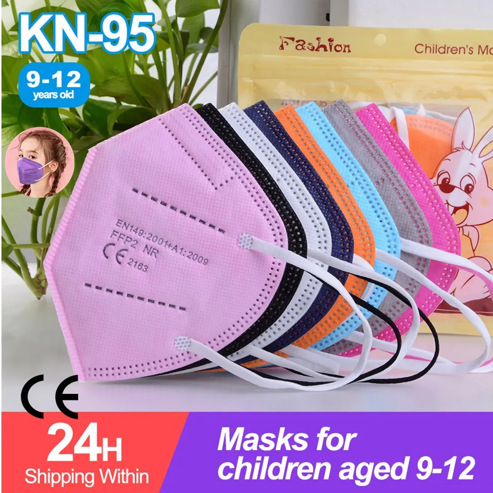 Ffp2mascarilla Infantil de 5 capas para Niños y niñas, máscara respiratoria reutilizable de color, FPP2