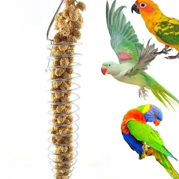 

Stainless Steel Parrot Bird Food Basket Foraging Toy for Earhead Fruits Vegetables