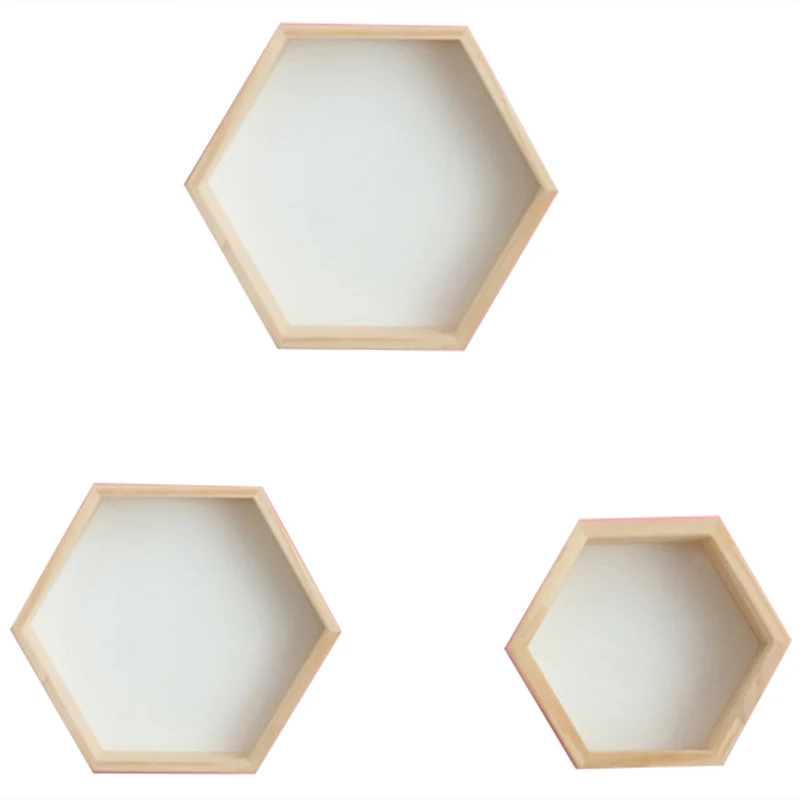 

New 3Pcs/Set Nordic Style Kids Room Decoration Shelf Honeycomb Hexagon Shelves for Baby Child Bedroom Decoration-White