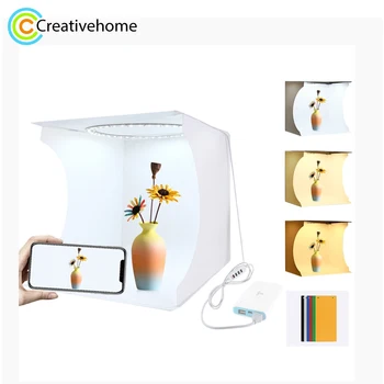 

PULUZ 30cm Folding Portable Ring Light Photo Lighting Studio Shooting Tent Box Kit Desktop Shoot Box with 6 Colors Backdrops