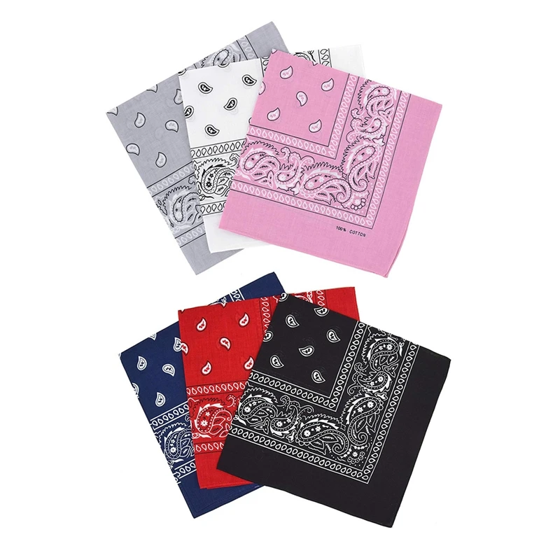 

2 Set Bandanas Paisley Man and Woman 57 x 57 Cm - Black + Red + Navy Blue & White + Light Gray + Pink